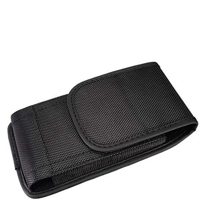 Nylon Cellphone Holster for iPhone SE (2020/2022), 11 Pro, XS/X, 8/7/6S/6, Alcatel Insight, LG Aristo 2, Galaxy S10e - Vertical Case Canvas Waist Carrying Pouch with Belt Clip/Loops, Black - size: Small