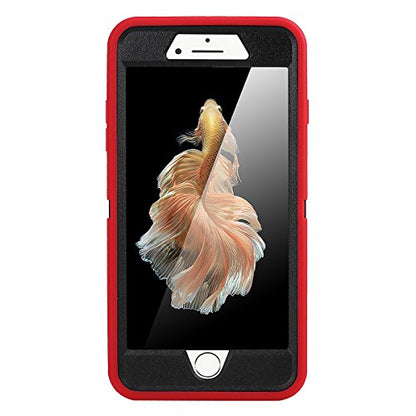 AICase iPhone 6 Case, iPhone 6S Case [Heavy Duty] Built-in Screen Protector Tough 3 in 1 Rugged Shorkproof Cover for Apple iPhone 6/6S (Black/Red) - color: Black/Red