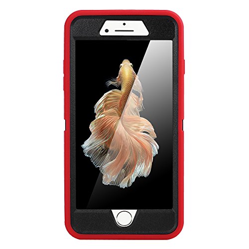 AICase iPhone 6 Case, iPhone 6S Case [Heavy Duty] Built-in Screen Protector Tough 3 in 1 Rugged Shorkproof Cover for Apple iPhone 6/6S (Black/Red with Belt Clip) - color: Black/Red with Belt Clip