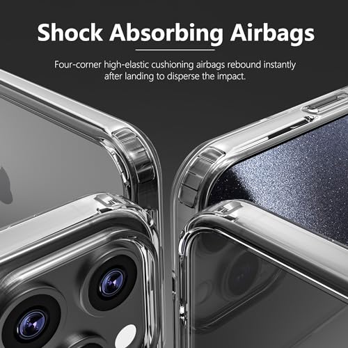 ONES for iPhone 12 Pro Max Clear Slim Hard Case Military Grade Protection [Shockproof Airbags] Raise Edges Protect Camera & Screen, [Anti Yellow & Slip] PC + TPU Hybrid Transparent Silicone Cover - color: HD Highly Clear, size: iPhone 12 Pro Max