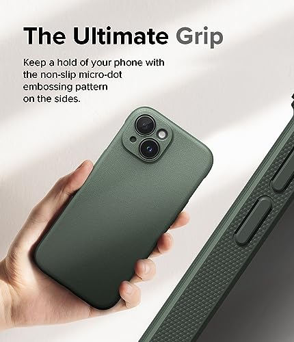Ringke Onyx for iPhone 15 Case, [Feels Good in The Hand] Oil & Dirt Resistant, Individual Lens Covers for Cameras, Non-Slip Enhanced Grip Lightweight Cover - Dark Green | Anti-Fingerprint Texture, Slim & Lightweight Design, Non-Slip Side Pattern for Secur