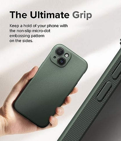 Ringke Onyx for iPhone 15 Case, [Feels Good in The Hand] Oil & Dirt Resistant, Individual Lens Covers for Cameras, Non-Slip Enhanced Grip Lightweight Cover - Dark Green | Anti-Fingerprint Texture, Slim & Lightweight Design, Non-Slip Side Pattern for Secur