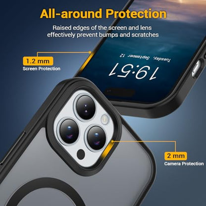 for iPhone 14 Pro Max Case, Compatible with Magsafe, Anti-Yellowing, Military-Grade Protection, Shockproof Slim Magnetic Phone Case Cover, Transparent - color: B-Black, size: iPhone 14 Pro Max