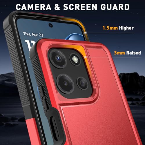Vinve for Moto G Power 2025 Case with HD Screen Protector, Military-Grade Shockproof & Dual-Layer Protection, Anti-Slip Grip Design Phone Case, Red - color: Red