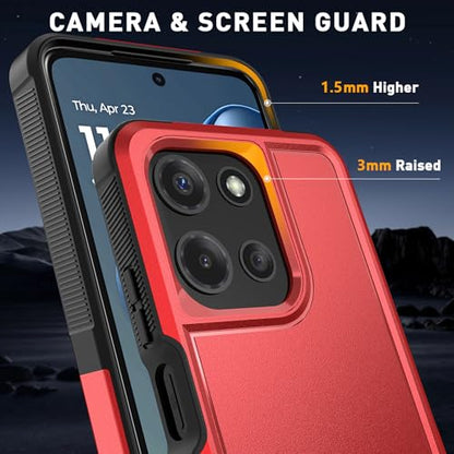 Vinve for Moto G Power 2025 Case with HD Screen Protector, Military-Grade Shockproof & Dual-Layer Protection, Anti-Slip Grip Design Phone Case, Red - color: Red