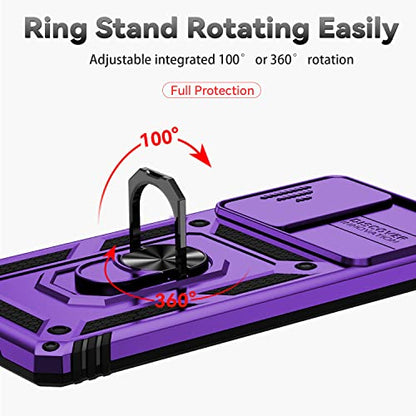 for Samsung Galaxy S20 FE 5G Case with Camera Lens Cover HD Screen Protector, Military-Grade Drop Tested Magnetic Ring Holder Kickstand Protective Phone Case for Samsung Galaxy S20 FE 5G, Purple - color: Purple with camera cover Military-Grade 2nd gen