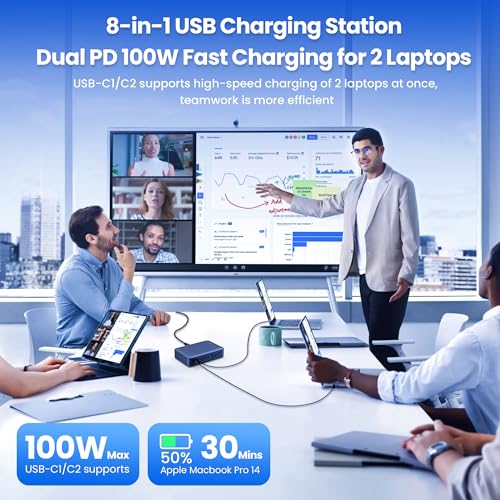 USB C Charger Block 515W[2025 Upgraded] GaN IV 8 Port Fast Charging Station Hub,Dual PD 100W USB C Laptop Charger Compatible with MacBook Pro/Air,iPad,iPhone 16/15,Galaxy S23/S24 Steam Deck Dell XPS - color: Deep Blue, size: 515W