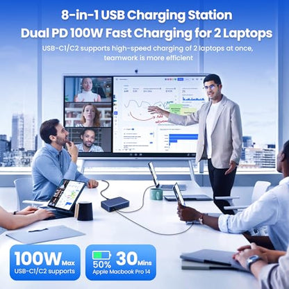 USB C Charger Block 515W[2025 Upgraded] GaN IV 8 Port Fast Charging Station Hub,Dual PD 100W USB C Laptop Charger Compatible with MacBook Pro/Air,iPad,iPhone 16/15,Galaxy S23/S24 Steam Deck Dell XPS - color: Deep Blue, size: 515W