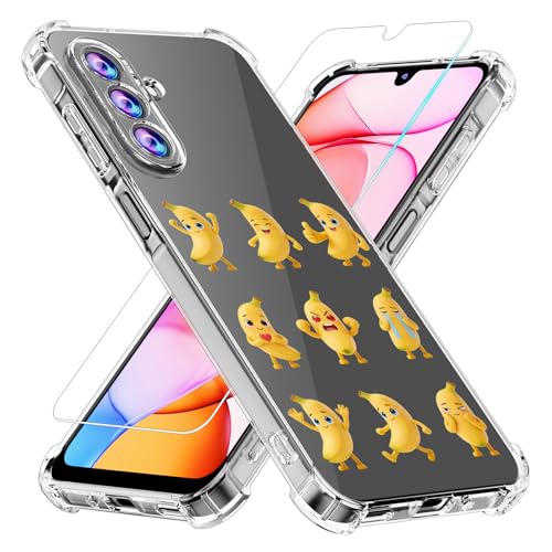 Phone Case for Samsung Galaxy A17 5G Case, Samsung A17 5G Case with Tempered Glass Screen Protector, Soft Flexible TPU Slim Fit Shockproof Phone Cover for Women Men Girl Boy (Clear-Meme) - color: Clear-Meme