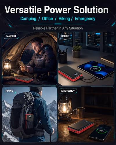 Portable Charger 50000mAh Power Bank Fast Charging External Battery Pack - color: Black Red