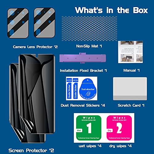 LYWHL 2+2 Pack for Samsung Galaxy S20 Ultra Privacy Screen Protector, Anti-Spy Black Full Adhesive Flexible Film + Camera Lens Glass Protector for Galaxy S20 Ultra - size: Samsung Galaxy S20 Ultra