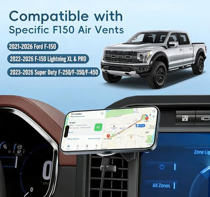 Wireless Charging Vent Magnetic Vent Phone Mount for 2021-2026 Ford F-150 - size: Magnetic Charging