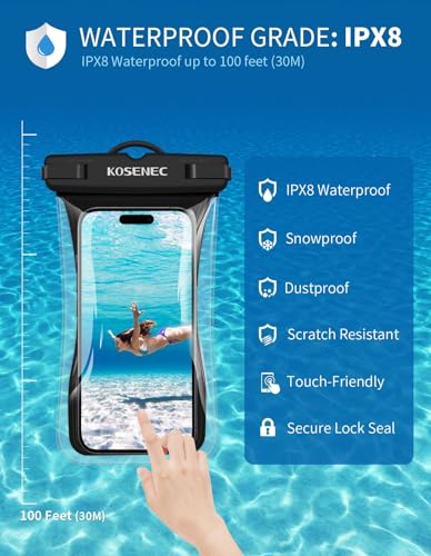 Waterproof Phone Case with Lanyard, Universal Waterproof Phone Pouch Floating[2 Pack], 2025 Phone Water Protector Pouch for Vacation Beach Pool Kayak Cruise Travel Essentials Accessories