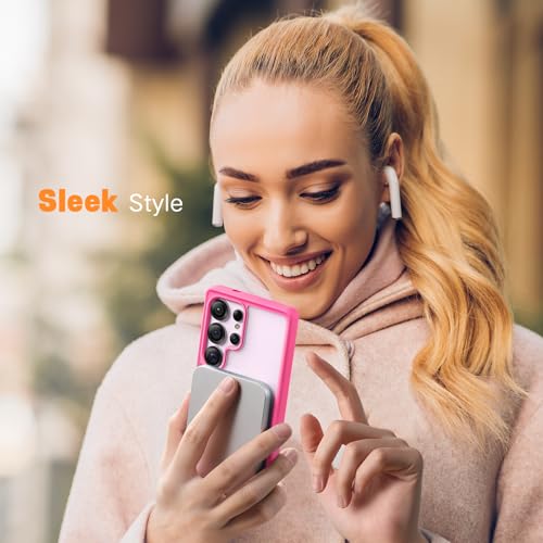 Maledan Magnetic for Samsung Galaxy S25 Ultra Case - Slim S25 Ultra Case [Military-Grade Protection] [Compatible with Magsafe] - Translucent Matte Back Protective S25 Phone Cases Cover for Women, Pink - color: Rose Pink