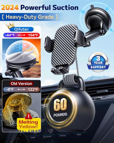 Qifutan Car Phone Holder Mount Phone Mount for Car Windshield Dashboard Air Vent Universal Hands Free Automobile Cell Phone Holder Fit for iPhone Smartphone Camera Mounts - color: Carbon fiber