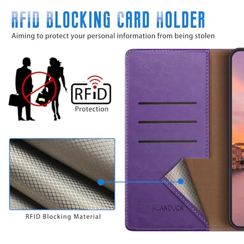 Wallet Case for iPhone 15 Pro 6.1", Purple | RFID-Blocking Card Holder, Kickstand, Magnetic Closure, PU Leather Folio Flip Cover, Protective Women Men Cases - color: Purple, size: iPhone 15 Pro