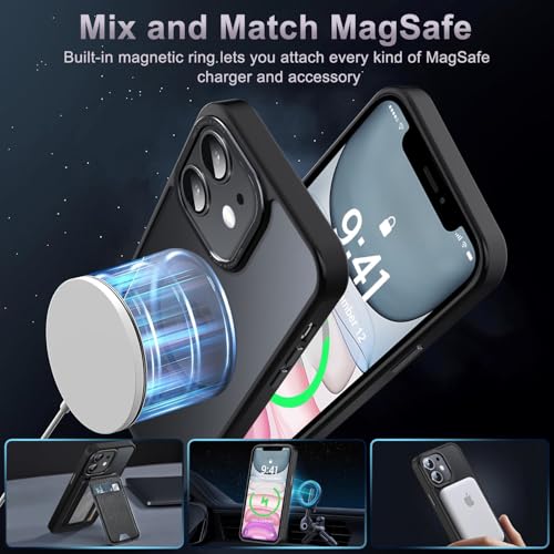 Newfuture Magnetic for iPhone 11 Case Matte Shockproof, Black | Military Drop Protection, Slim Matte Anti-Fingerprint, Compatible with Magsafe, Camera Guard, Translucent Protective Cover - color: Black, size: iPhone 11 6.1inch