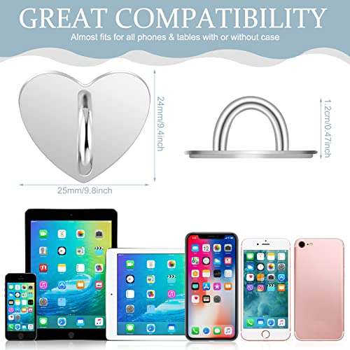 Konohan 12 Pcs Cell Phone Holder Ring Cute Heart Phone Charm Hooks Adhesive Smartphone Finger Ring Stand Sticky Metal Loop Grip for Cellphone Case Pad Tablet DIY Accessories