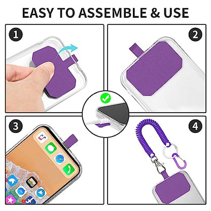 HOTEMIA Phone Tether Lanyard Anti Theft Phone Strap with Carabiner Anti-drop Outdoor Skiing Hiking Cycling fishing Climbing fit iPhone and Most Cell Phone (Black+Purple) - color: Black+purple
