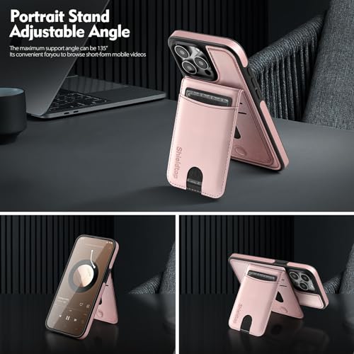 Shieldtop Compatible with MagSafe iPhone 12/12 Pro Wallet Case,Rose Gold | 2 in 1 Detachable Magnetic,Credit Card Holder Slots,RFID Blocking,PU Leather,Kickstand,Flip Folio Phone Cover for Men & Women - color: Rose Gold, size: iPhone 12/12 Pro 6.1"