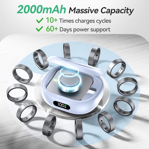 Tensea Portable Charging Case Compatible with Oura Ring Gen 5 & Gen 4 & 3, 2000mAh Wireless Power Station, Universal Fit, 30-Day Runtime Charger Accessories (Official Charger NOT Included) - color: White