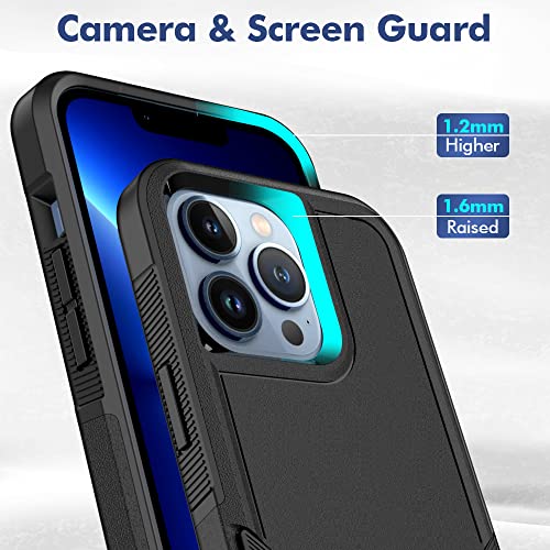 Heavy‑Duty Rugged Anti‑Drop Shockproof Protective Phone Case for iPhone 13 Pro, Durable Protective Shell, Black - color: Black, size: iPhone 13 Pro