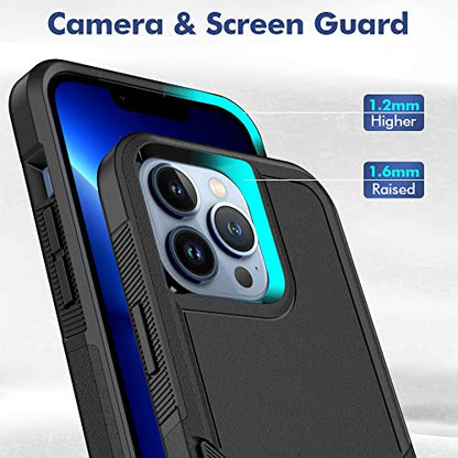 Heavy‑Duty Rugged Anti‑Drop Shockproof Protective Phone Case for iPhone 13 Pro, Durable Protective Shell, Black - color: Black, size: iPhone 13 Pro