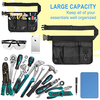 Gardening Tool Waist Bag Belt Heavy Duty Oxford Tool Apron with 7 Pockets of Different Sizes and Depth (Black) - color: Black