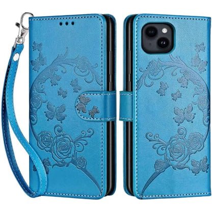 for iPhone 15 Plus Wallet case, Blue-Flower | 3 Card Holders, Kickstand, Shockproof TPU Shell, PU Leather, Magnetic Closure, Protective Flip Folio Cover, Women - color: 7
