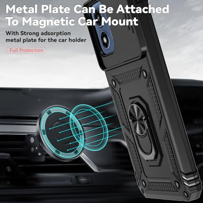 SunStory for Motorola Moto G Play 4G 2024 Case with Kickstand,Black - color: Black
