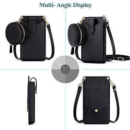 Peacocktion Small Crossbody Cell Phone Purse for Women, Lightweight Mini Small Crossbody Bags for Women with Card Slots - color: 13-black