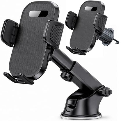 Car Phone Holder Phone Mount for Car Windshield Dashboard Air Vent Universal Hands Free Automobile Cell Phone Holder Fit for iPhone Samsung Moto Smartphone (Black)