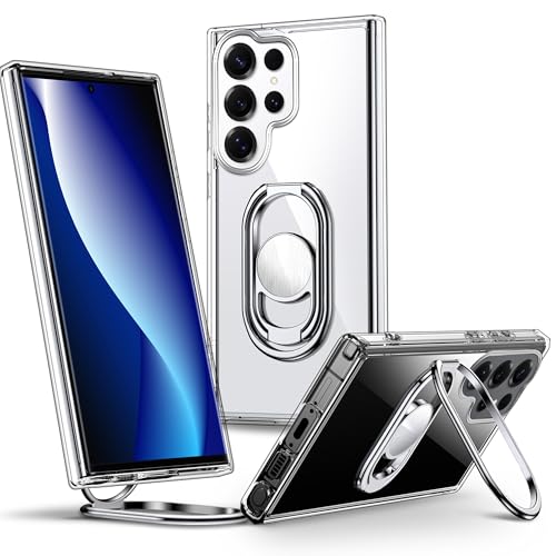 Shields Up for Samsung Galaxy S25 Ultra Case with Stand, Galaxy S25 Ultra Case Clear with Double Ring Holder [Adjustable & Foldable] Shockproof Protective Cover for Samsung S25 Ultra - Clear - color: Clear, size: Galaxy S25 Ultra