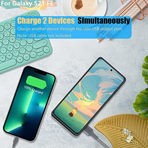 Battery Case for Samsung Galaxy S21 FE 5G, 5000mAh Rechargeable Extended Battery Charging Charger Case, Add 100% Extra Juice (6.4 Inches) Black