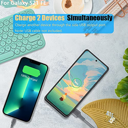 Battery Case for Samsung Galaxy S21 FE 5G, 5000mAh Rechargeable Extended Battery Charging Charger Case, Add 100% Extra Juice (6.4 Inches) Black