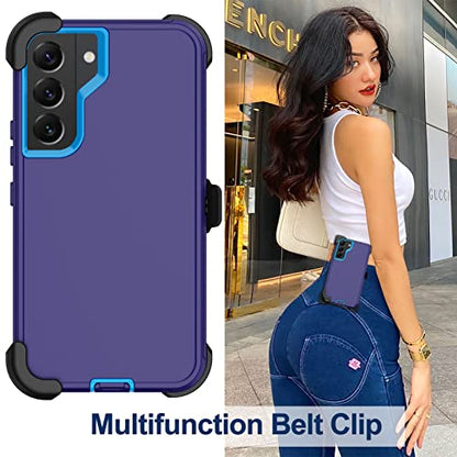 for Samsung Galaxy S22 Plus Case with Belt Clip Holster, 2X Screen Protector, [Military Grade Protection] Heavy Duty Full Body Shockproof Rugged Protective Cover for Samsung S22 Plus 5G Blue - color: Blue