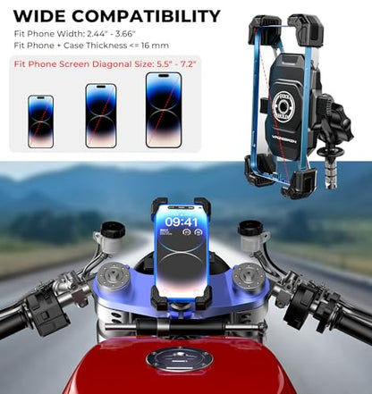 VAZESWIN Motorcycle Fork Stem Phone Mount, 1s Lock & Release, Safety Lock