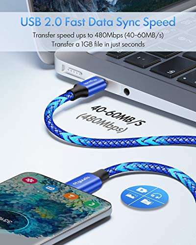etguuds USB C to USB C Cable 4ft, 2-Pack 60W C to C Cable Fast Charging - color: Blue, size: 4ft