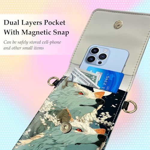 Small Crossbody Bags for Women Touchscreen Cell Phone Bag Cross Body Purses with adjustable Strap,Gifts For Teenage Girls - color: White Wolves Cartoon