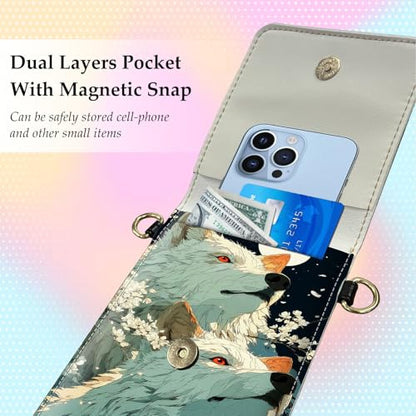 Small Crossbody Bags for Women Touchscreen Cell Phone Bag Cross Body Purses with adjustable Strap,Gifts For Teenage Girls - color: White Wolves Cartoon