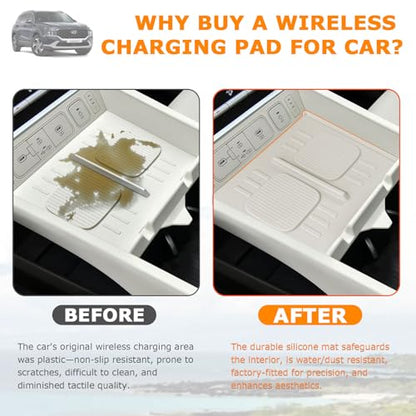 Wireless Charging Pad for 2024-2026 Hyundai Santa Fe Accessories - size: For Santa Fe 2024-2026 White