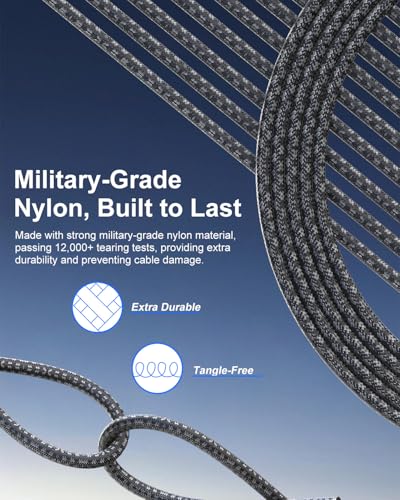 USB‑C to Lightning + USB‑C to USB‑C + USB‑A to Lightning Cables 3‑Pack 6FT (2M), MFi Certified Nylon Braided Fast Charging Cord Compatible with iPhone 17 16 15 14 13 12, iPad, MacBook, Galaxy & More