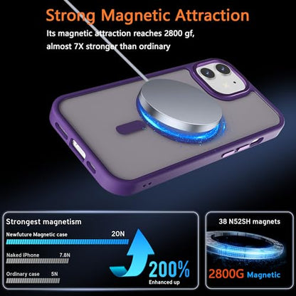 Magnetic iPhone 12/12Pro case,Compatible with Magsafe, Military-Grade Protection,Slim Translucent Matte Shockproof with Anti-Scratch Anti-Fingerprint Phone Cover (deep purple, iPhone 12/12Pro) - color: Deep Purple, size: iPhone 12/12Pro