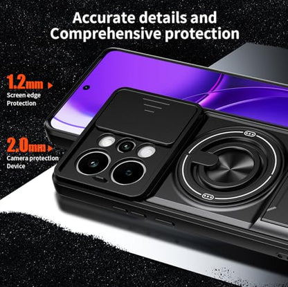 Compatible with Realme P4 Power 5G Case Cover,Compatible with Realme P4 Power 5G RMX5107 with Slide Camera Cover Phone Stand Protective Case Black - color: Black, size: Compatible with Realme P4 Power 5G