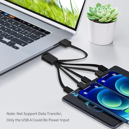 Multi Charging Cable Short with 2x Lighting 2x USB-C 1x Micro USB, 2Pack - color: Black