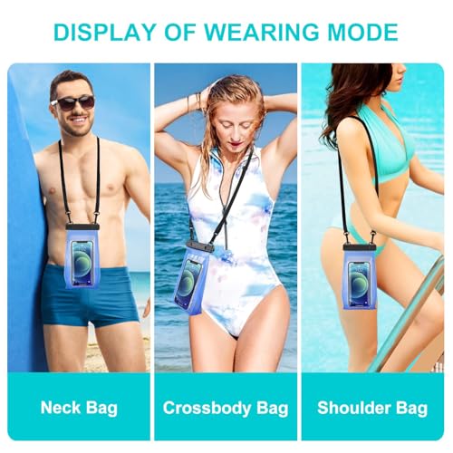 Large Capacity Waterproof Phone Pouch Floating, Waterproof Bag Case for iPhone 15 14 Pro Max 13 12 11 X XR 8 Plus Samsung Up to 6.9'', IPX8 Water Proof Phone Dry Bag for Swimming Kayaking, 1Pack - color: Larger Blue, 1 Piece