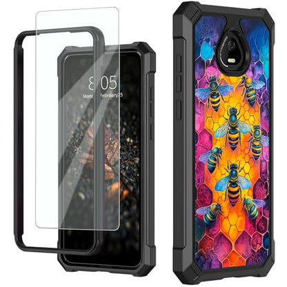 for Schok Volt Sv67q Sv67332 Case with Screen Protector, Military Grade Drop Protection, Dual Layer Hybrid Shockproof Protection TPU Phone Case for Schok Volt Sv67q, Illustration of Bees - color: Illustration of Bees