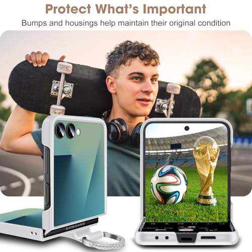 Z Flip 7 Case for Samsung Galaxy Z Flip7 5G, Ring Case for Women Silky Touch Slim Hard PC Matte Back Cover Ultra Thin Z Flip 7 Phone Case Anti-Scratch Protective Cases for Samsung Z Flip 7 5G (White) - color: White