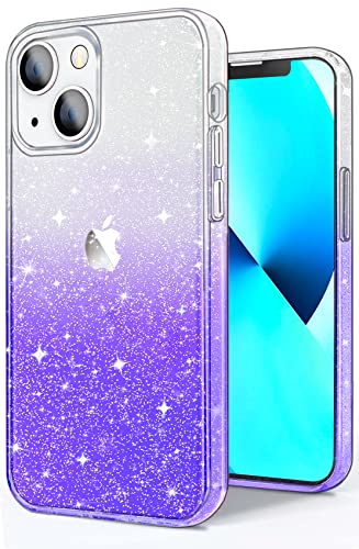 JJGoo Compatible with iPhone 13 Case, Glitter Soft TPU Shockproof Protective Bumper Cover, Sparkle Bling Sparkly Cute Slim Women Girls Phone Case for iPhone 13, 6.1inch, Gradient Glitter Purple - color: Gradient Purple
