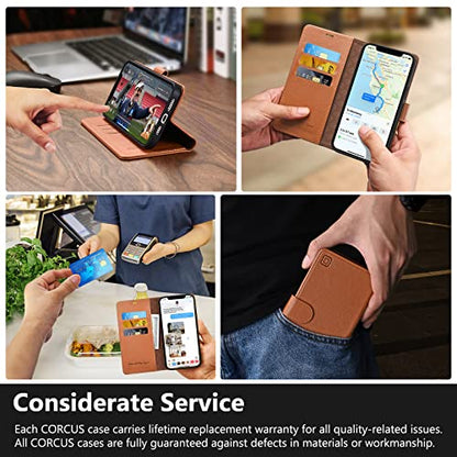 Durable RFID Blocking Card Holders Flip Cover Stand Feature Magnetic Closure Faux Leather Folio Wallet Case Compatible with iPhone 13 Pro Max 6.7 inch, Saddle Brown - color: Saddle brown, size: iPhone 13 Pro Max 6.7" diagonal all-screen display